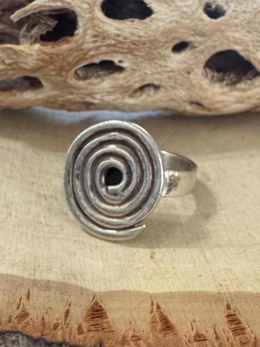 925 Sterling Silver Bold Concentric Spiral Ring Size 8.5